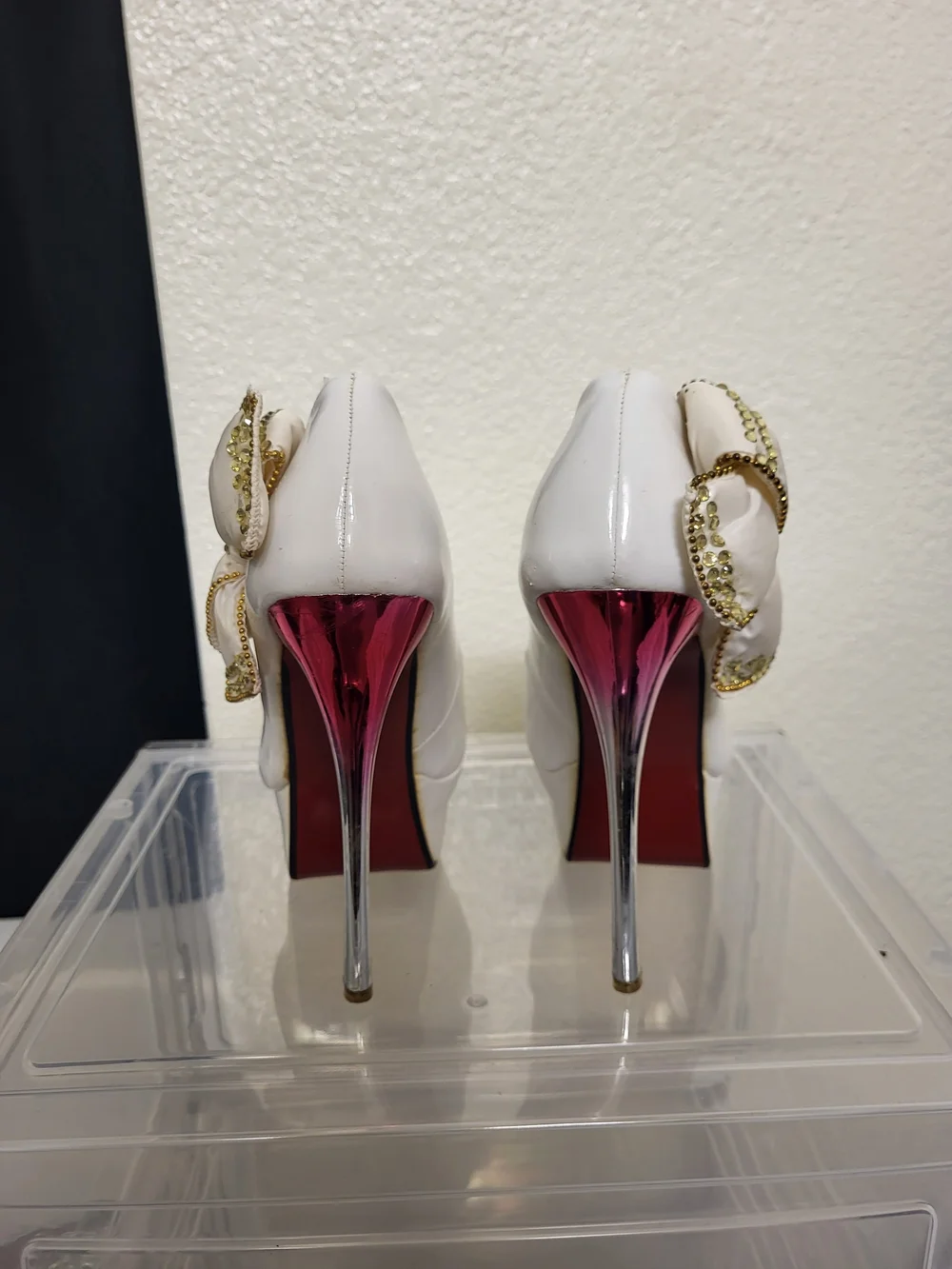 Elegant White Peep-Toe Bow Heels for Women